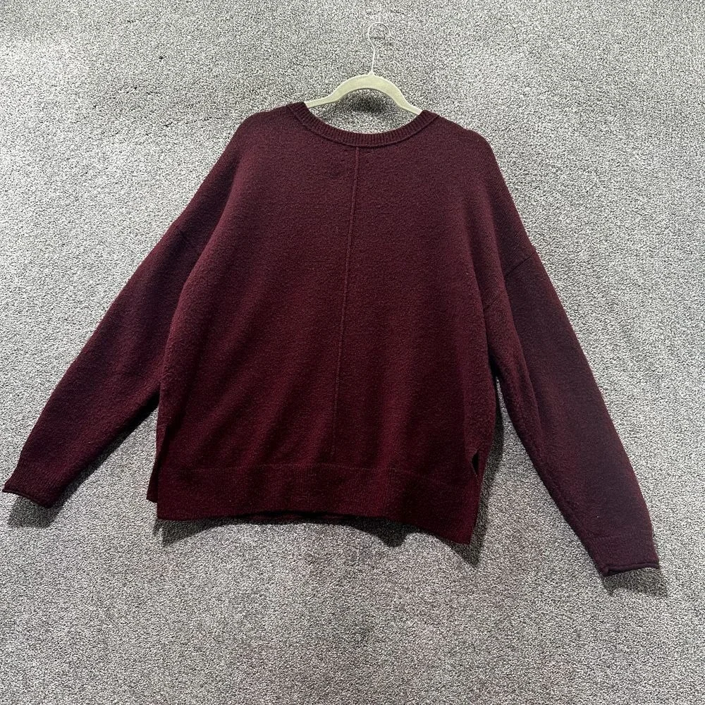 Lucky Brand Pullover Sweater Men L Burgundy V Neck Wool Blend‎ Long Sleeve
